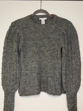 NWT Design History Heather Gray Peplum Sweater Size Small.  Original Price $148.